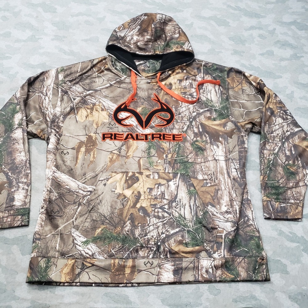 Realtree Sweatshirt Mens XL Green Camo Pullover Hoodie Embroidered Logo
